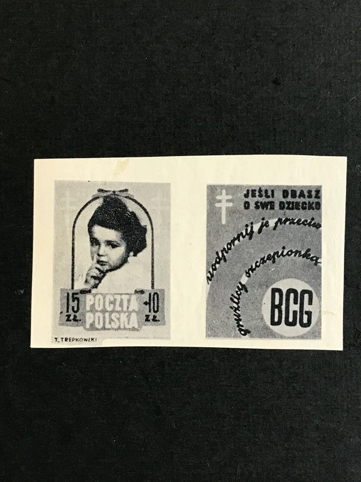 Poland - 1948 Child Tuberculosis - imperf. - black & white - unused,original gum - Image 1 of 1