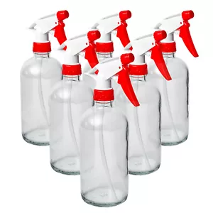 DMSOSTORE 16 oz. Glass Spray Bottles 6 Pack with Red Trigger Sprayer, Adjustable - Picture 1 of 7