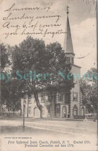 Fishkill NY - OLD DUTCH REFORMED CHURCH ON ALBANY POST ROAD - Postcard - Picture 1 of 2