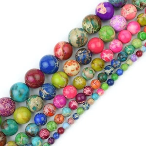 Natural Gemstone Beads Round Jewelry Making Strand Healing 4mm 6mm 8mm 10mm 12mm - Picture 1 of 48