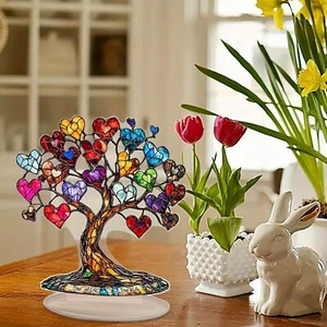 Colorful Tree of Life Love Acrylic Flat Ornament with Stand Home Decoration - Picture 1 of 7