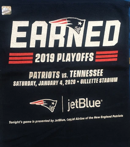 NEW ENGLAND PATRIOTS EARNED 2019 PLAYOFF 1-4-20 GILLETTE STADIUM VS TN FAN TOWEL Cover