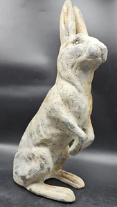 Large English Early 1900's Lead Standing Bunny Rabbit Garden Statuary Sculpture - Picture 1 of 21