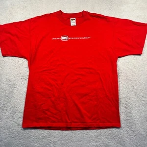 Vintage Y2K Fruit of the Loom Indiana Wesleyan University T-Shirt Red XL Unisex - Picture 1 of 5