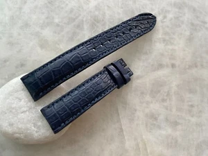 18mm/16mm Navy Blue Alligator Crocodile Print Leather Watch Strap Band - Picture 1 of 1