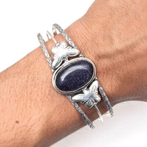 Blue Sunsitara Gemstone Handmade Jewelry Cuff Bracelets 7''Adjustable - Picture 1 of 5