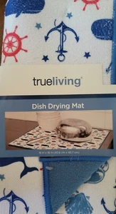 New Nautical Dish Drying Mat Absorbent Polyester Microfiber Whales Anchors Wheel - Picture 1 of 3
