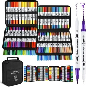 Marcadores para colorear Ohu No Bleeding 160 colores a base de agua y puntas de pincel - Imagen 1 de 9