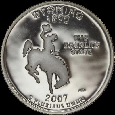 2007 S Wyoming State Quarter Gem PROOF Deep Cameo CN-Clad Coin - Image 1 of 3