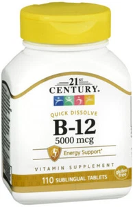 21st Century Sublingual Vitamin B-12 5000mg Tablets 110ct - Picture 1 of 1