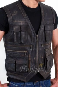 Chaleco Jurassic World Chris Pratt Owen Grady 100 % Cuero Real - Imagen 1 de 4