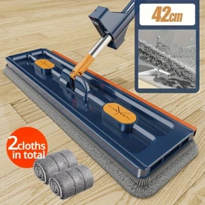 Large Flat Mop for Floor Cleaning 360°Rotating Wet Dry Dust Mop w/6 Pads Handle - Picture 1 of 16