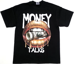 MONEY TALKS T-shirt Player Cash Dollars $ Money Hustle Men's Tee Black New - Picture 1 of 3