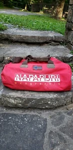 Authentische Napapijri Medium Reisetasche geografisches Leder mit verstellbarem Riemen - Bild 1 von 9