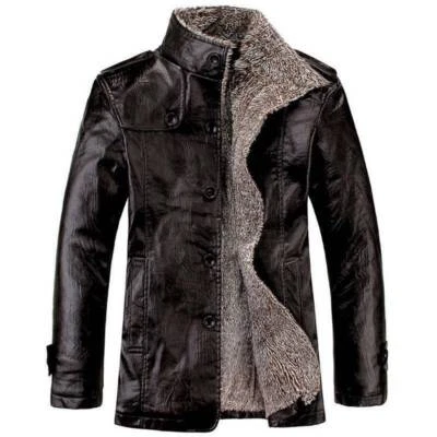 Jacket Leather Lamb Cowboy Thick Fashion Coat Men Warm Winter Overcoat - Image 1 of 4