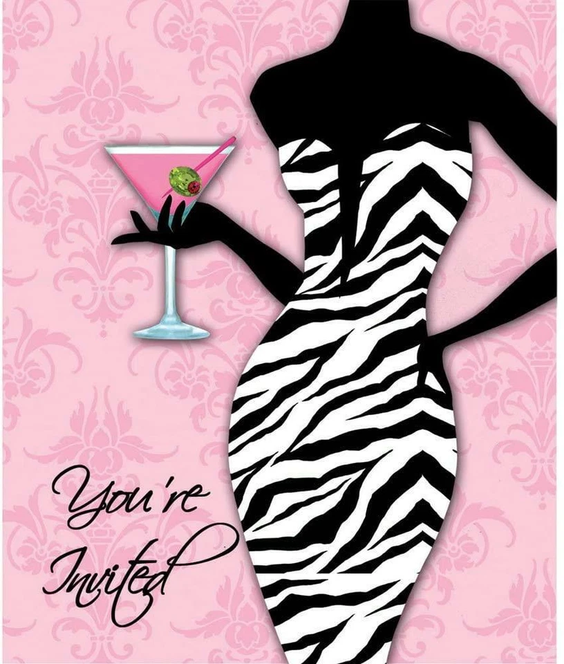 Sassy Sweet Pink Zebra Wedding Bachelorette Party Invitations - Girls Night Out - Image 1 of 1