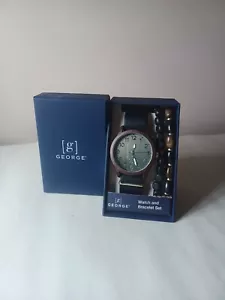 Nuevo conjunto de reloj y pulsera George para hombre esfera de fácil lectura pulsera con cuentas - Imagen 1 de 6