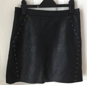 OASIS Black Faux Leather Min Skirt, Lovely Design, Size 8, Very Good Condition - Picture 1 of 6