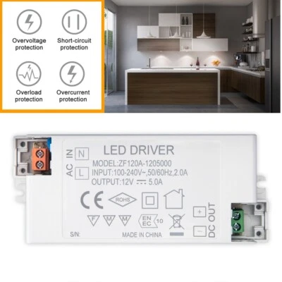 AC 110V/240V to DC 12V 60W Transformer Power Supply LED Driver Adapter Converter - Image 1 of 4