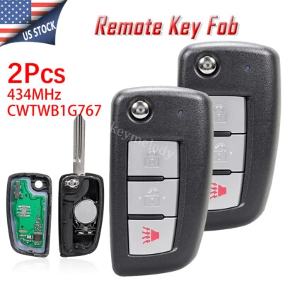 2 Para 2014 2015 2016 2017 2018 2019 2020 Nissan Rogue 3B Llavero Abatible Coche Mando a Distancia Foto 1 de 4