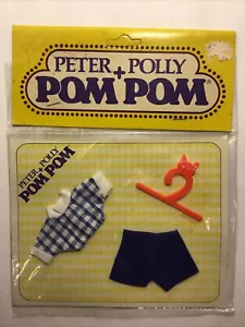 Vtg Fits 4” Kelly Doll Peter Polly Pom Pom Outfit Blue Shirt/Shorts/Cat Hanger - Picture 1 of 7