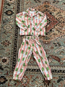 Sant And Abel Gray Malin PJ Pajama Set Striped Palm Kids Size 5-6 - Picture 1 of 8