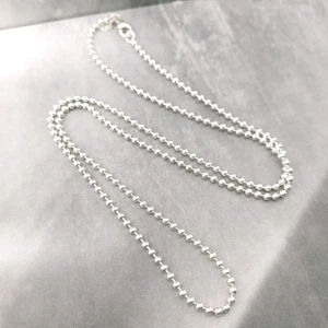 Collar de cadena Tiffany & Co. de plata de ley 925 de 2,5 mm con cuentas de bolas de 24' pulgadas - Imagen 1 de 6