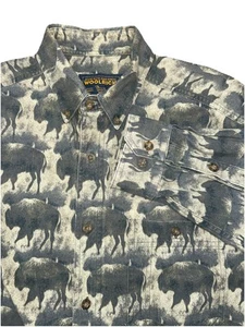 Woolrich Flanellhemd Herren Large Buffalo Bison Print Baumwolle Western Azteken Heavy - Bild 1 von 8