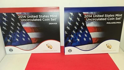 2014 ANNUAL US Mint Uncirculated Coin Set P and D Minted 28 Coins - Image 1 of 2