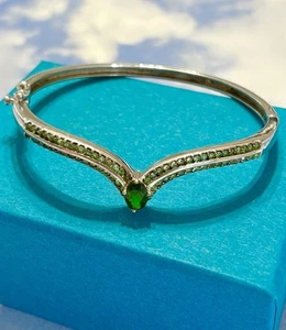 "Brazalete brazalete de diseño BBJ de plata esterlina cromo diopsido 925 broche brazalete 7""" - Imagen 1 de 3