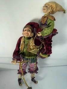 Katharinensammlung. Harlekin Narr Elfe mit Baby Narr bewegliche Puppe 16 Zoll - Bild 1 von 3