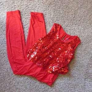 NWT Red Sequin Jumpsuit Wonder Nation Large 10/12 Popover Dance Party Formal - Picture 1 of 2