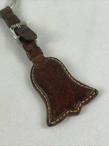 Brown Leather Keychain With Buckle Accent Tulip Flower Or Bell 3.5” - Picture 1 of 5