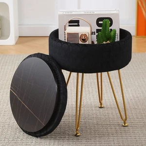 Cpintltr Modern Velvet Foot Rest Stool Upholstered Round Storage Ottomans Mul... - Picture 1 of 8