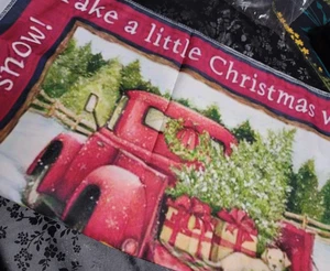 New Red Truck Collage Fabric Panel 45"L X 36"W Quilting Sewing Crafting - Picture 1 of 5