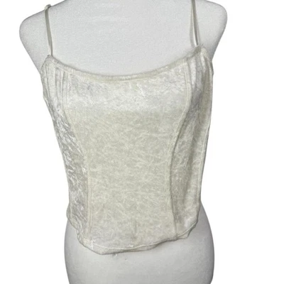 Vtg Y2k Victorias Secret White Velvet Tank Top Sz M Coquette Cottagecore Angel - Image 1 of 4