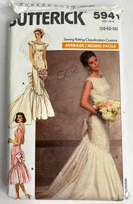 5941 Butterick Sewing Pattern Misses Bride Dress Uncut 14-18 Vintage 1987 - Image 1 of 3
