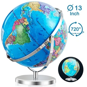 13" World Globe 720° Rotating Illuminated Education Globe w/ Lighted Map - Picture 1 of 6