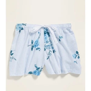Old Navy Poplin Pajama Shorts Womens Size XXL Blue Striped Floral Cotton Lounge - Bild 1 von 9
