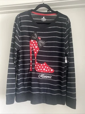 Disney Parks Minnie Mouse 波尔卡圆点红色高跟鞋 XL 码女式条纹 — 第 1/4 张图片