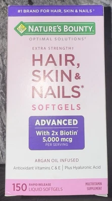 Nature's Bounty Optimal Solutions Cabelo Pele e Unhas Força Extra 150ct Ex 3/27 - Imagem 1 de 4