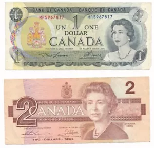 HN CANADA $1 1973 + $2 1986 q703 - Imagen 1 de 2