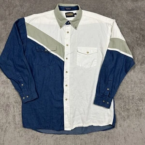 Panhandle Slim Shirt Mens Button Down Large Chambray Western Rodeo Cowboy - Picture 1 of 8