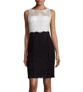 KAY UNGER New York L24113 Women's Lace & Tweed Sheath Cocktail Dress Size 14 - Picture 1 of 3