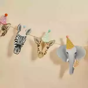 Party Animal Card Garland 2m Safari Zoo Jungle Birthday Banner Decoration - Picture 1 of 2