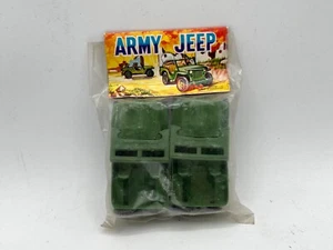 Vintage 1960's Pack Of 2 Plastic Army Military Toy Jeeps - Hong Kong NIP - Picture 1 of 6