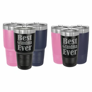 Best Grandma Ever Tumbler, Engraved Stainless Steel Travel Mug with Lid - Picture 1 of 7