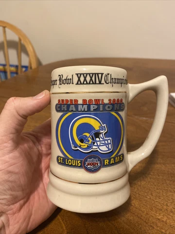 NFL Football Super Bowl XXXIV champion Beer Stein Mug 2000 Rams Titans Cover