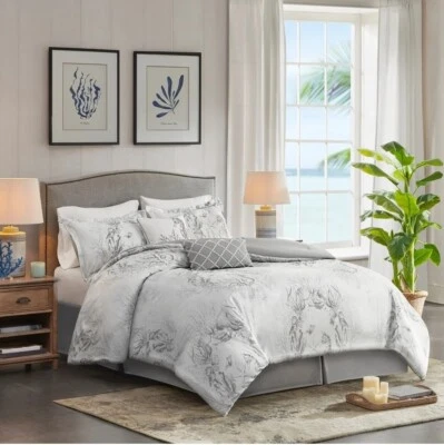Harbor House 3-Pcs SEA BREEZE Comforter Set, FULL/QUEEN, Grey/ white HH10-1773 - Image 1 of 2