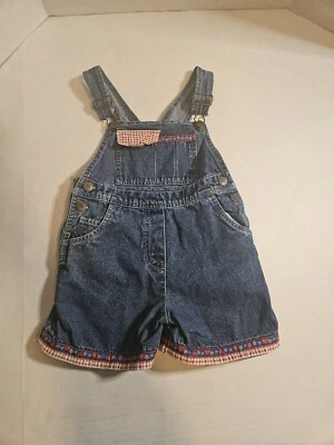 Mono corto vaquero vintage Rachel's niños niñas talla 4 corazones rojos a cuadros Foto 1 de 4